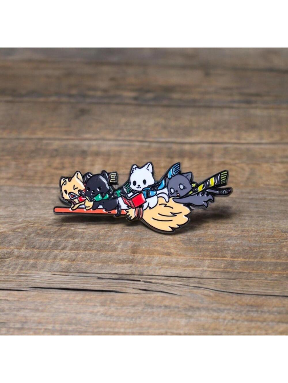 Pin - Cute Wizard Cats On Broom, Kawaii Kitty Cat, Potter Style Neko NWT